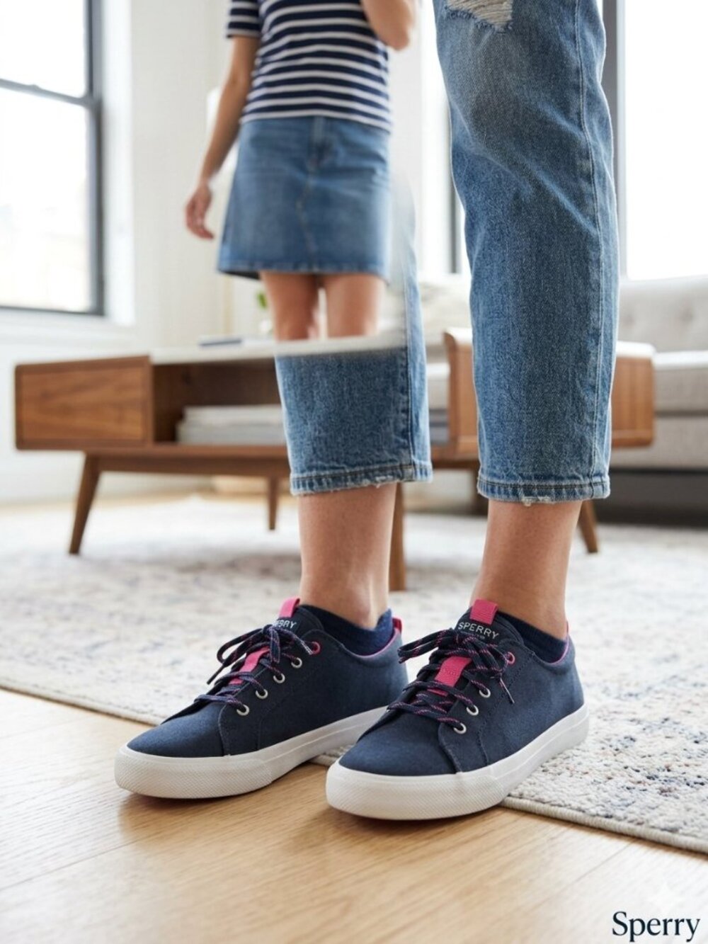 Sperry Kids Hy-Port Jr. Navy Blue & Hot Pink Sneakers Size 4.5 M